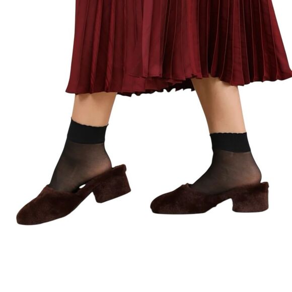 Coconut by Matisse Teddy Chocolate Faux Fur Low Heel Slide Pumps(Size 7) - Picture 2 of 7